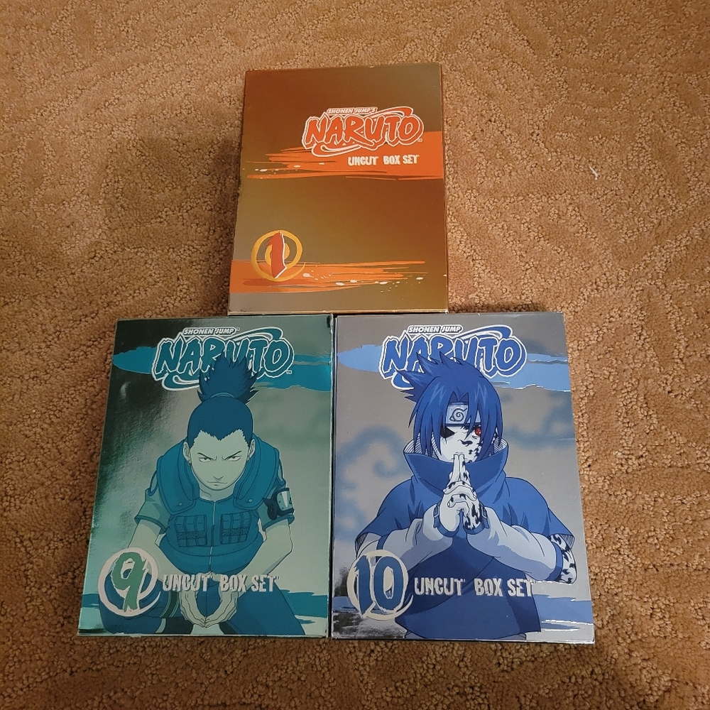 NARUTO DVD Uncut Box Set 1, 9, 10, Lot Anime, includes Storyboard Booklets